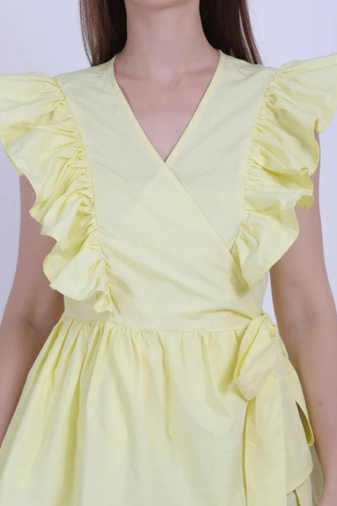 LEMON YELLOW SLEEVLESS RUFFLES TOP