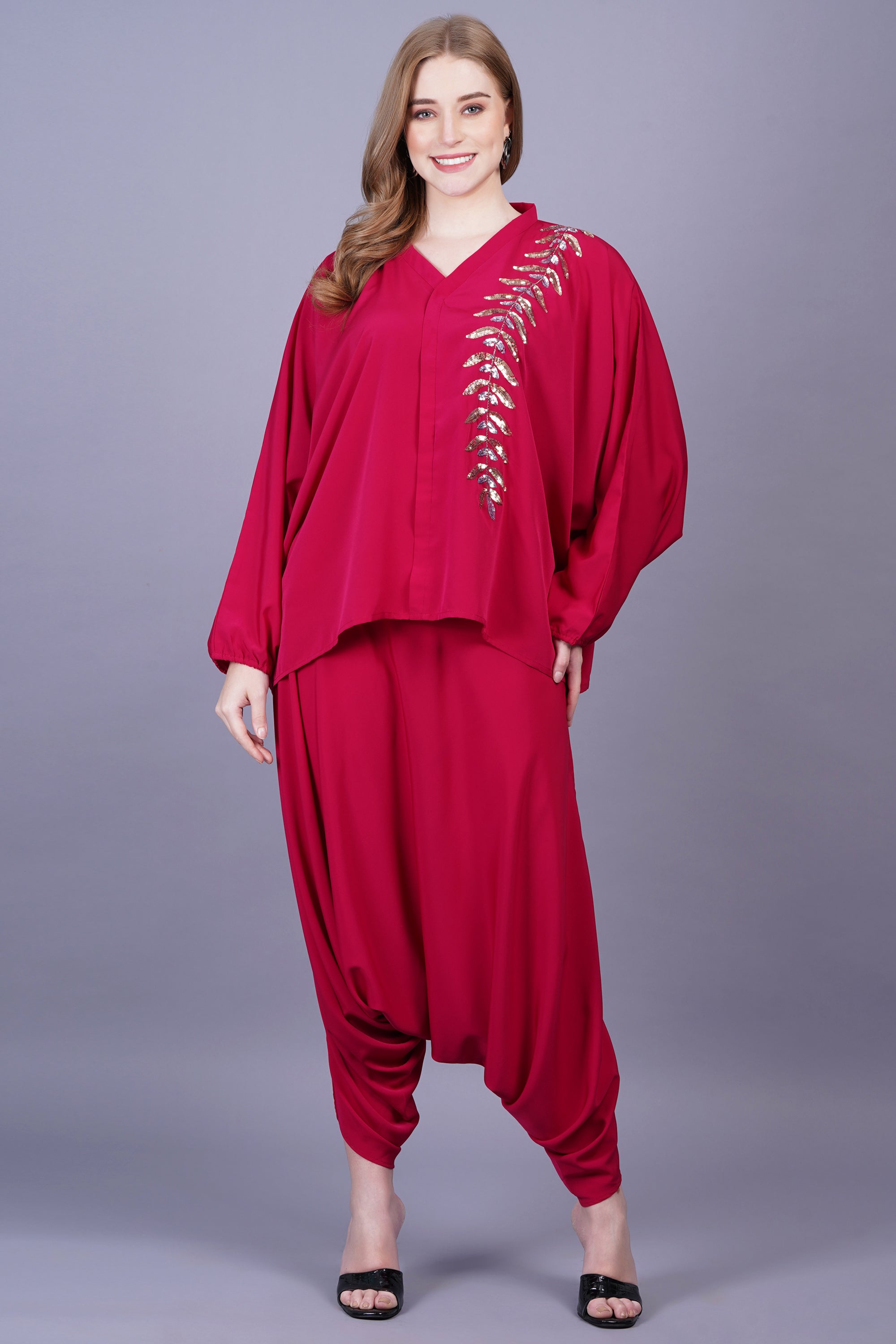 WOMEN'S RUBY PINK KIMONO SET