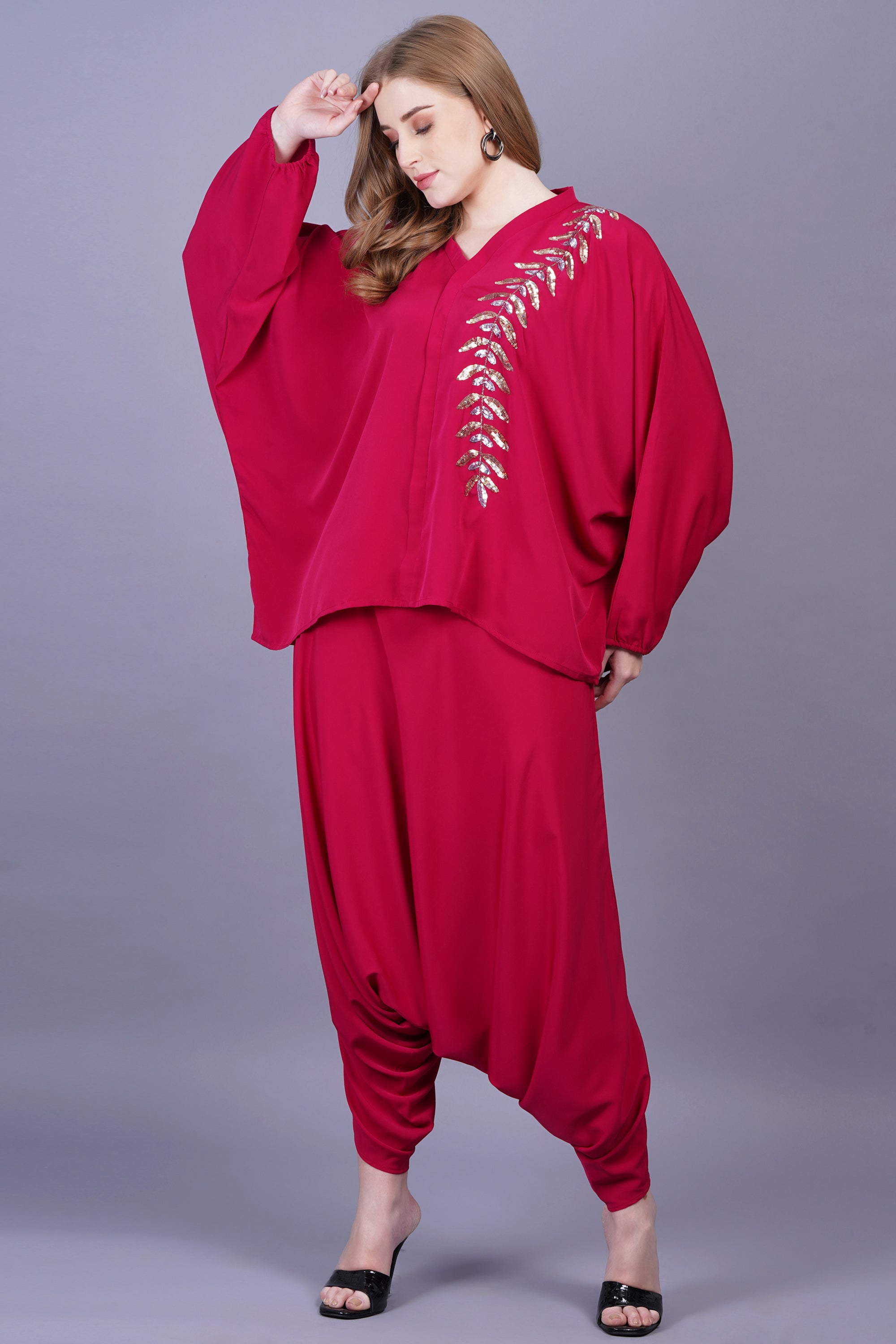 WOMEN'S RUBY PINK KIMONO SET