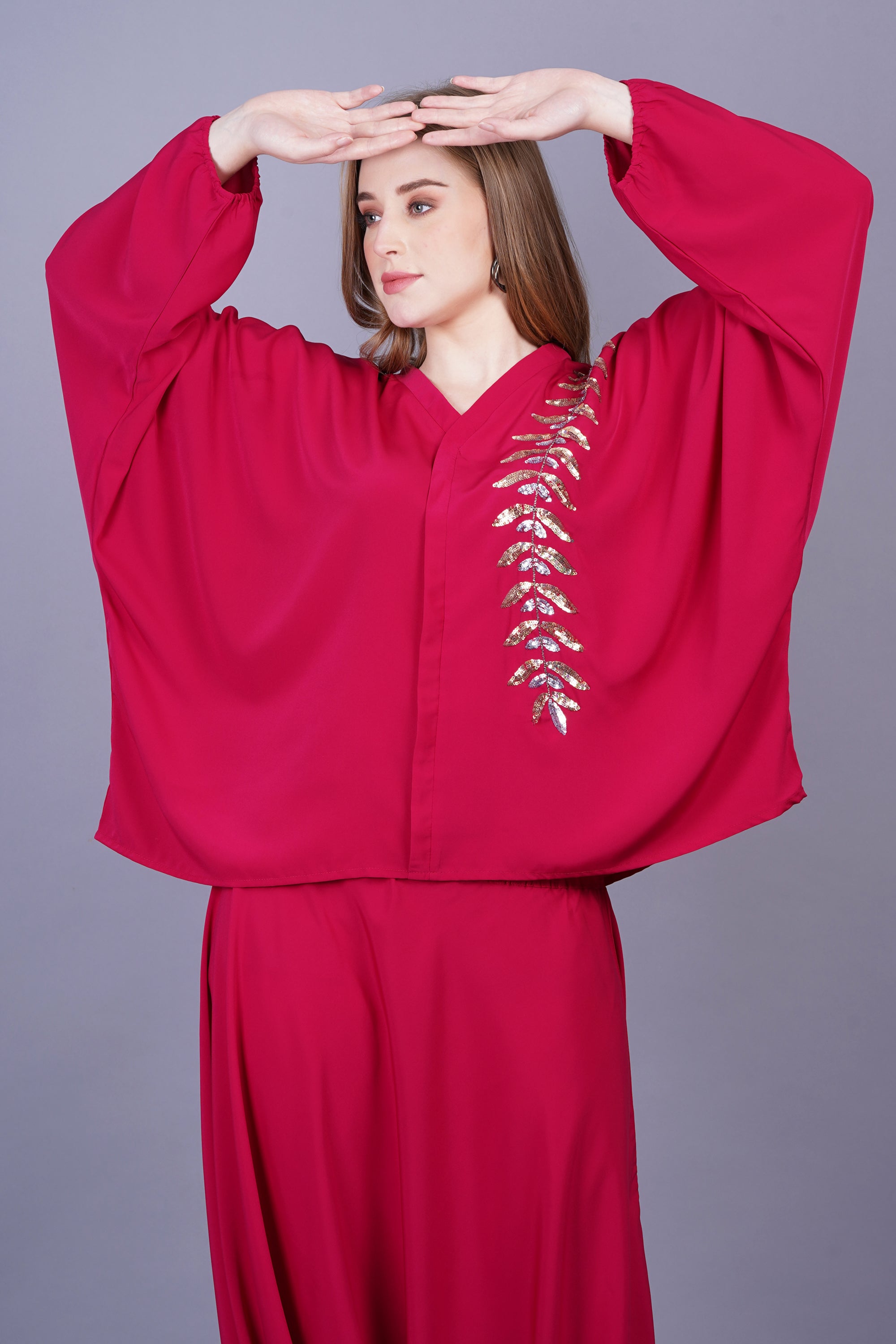 WOMEN'S RUBY PINK KIMONO SET