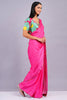 DEEP PINK SAREE WITH MULTICOLOR  STITCHED BLOUSE