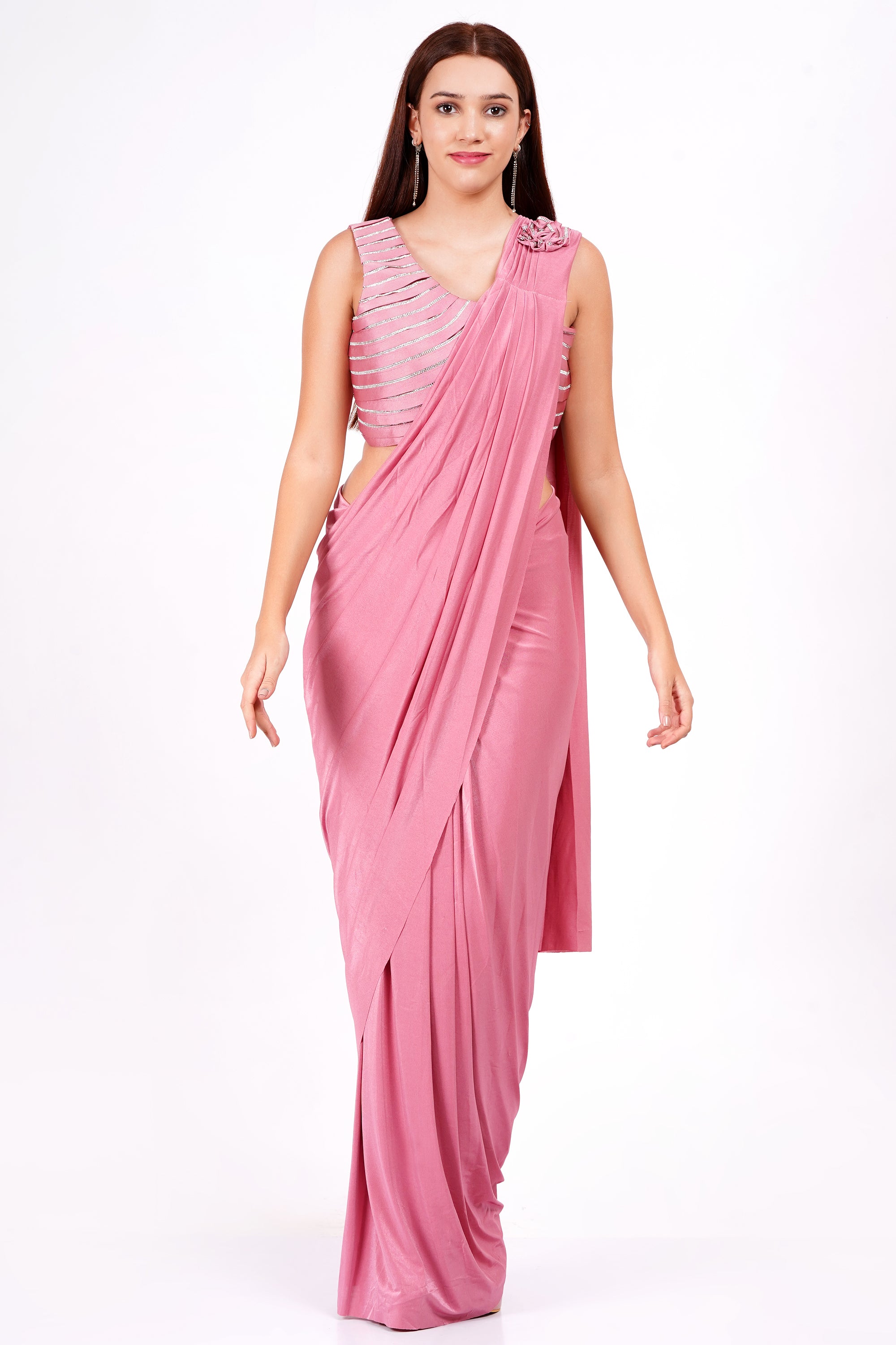 PASTEL PINK DRAPE SAREE