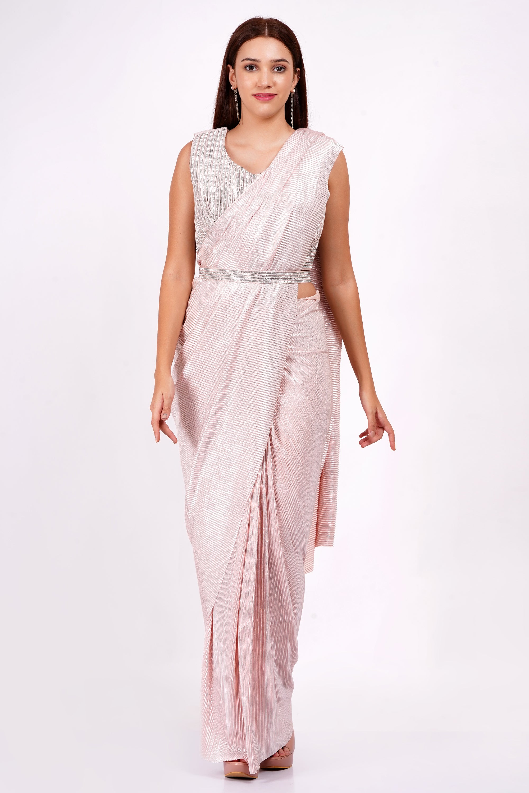 SOFT PINK DRAPE SAREE